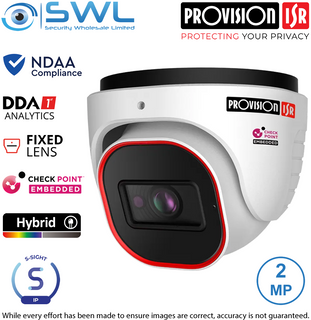 Provision-ISR DH-320IPSN-28 S-Sight: 2MP NDAA Turret WDR Hybrid 20m IP67 2.8mm
