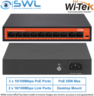 Wi-Tek WI-PS210H V3: 8x 10/100Mbps PoE Ports + 2x 10/100Mbps RJ45, 60W
