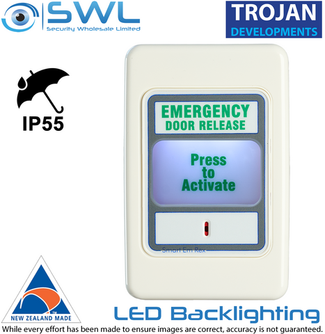 Trojan SMART Em Rex WP: Emergency Backlit Door Exit Release Unit - IP55