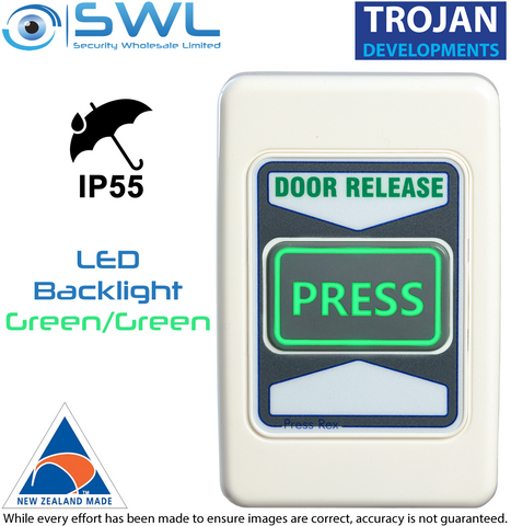 Trojan Press Rex Press To Exit Backlight Green-Green 12VDC / 24VDC - IP55