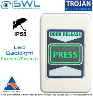 Trojan Press Rex Press To Exit Backlight Green-Green 12VDC / 24VDC - IP55