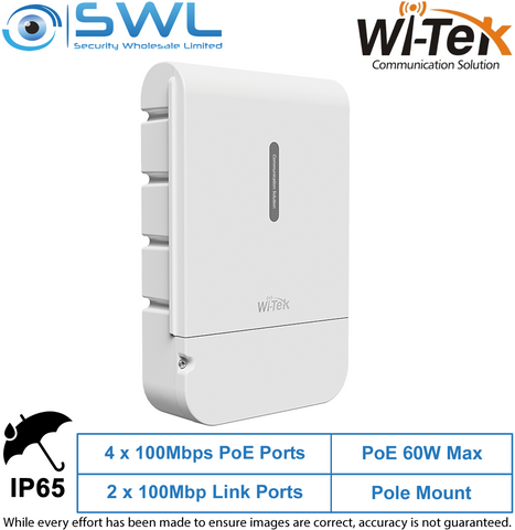 Wi-Tek WI-PCES206-O:4x 100Mbps PoE Ports + 2x 100Mbps RJ45, 60W Outdoor Switch I