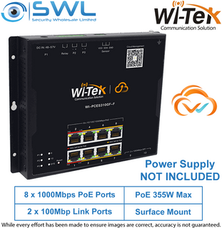 Wi-Tek WI-PCES310GF-F: 8x 1000Mbps PoE Ports + 2x 1000Mbps SFP, 145W, Industrial