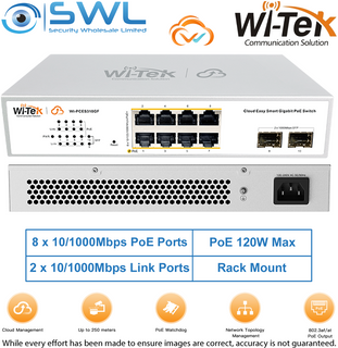 Wi-Tek WI-PCES310GF V2: 8x 1000Mbps PoE Ports + 2x 1000Mbps SFP, 120W, Cloud