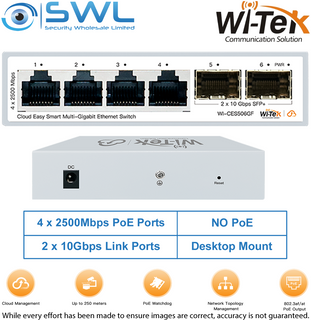 Wi-Tek WI-CES506GF: 4x 2500Mbps Ports + 2x 10Gbps SFP, NO PoE, Cloud