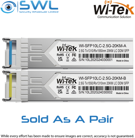 Wi-Tek WI-SFP10LC-2.5G-20KM: 20Km 2.5Gbps Single Module Single Fibre Transceiver