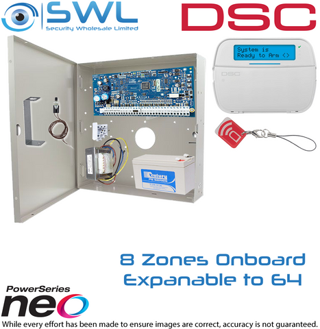 DDSC Neo Kit: 8-128 Zone Panel, Cabinet, Transformer, Tamper, LCD KP Prox