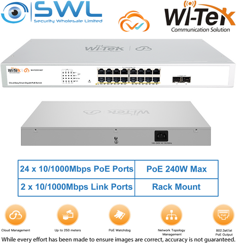 Wi-Tek WI-PCES318GF V2: 16x 1000Mbps PoE Ports + 2x 1000Mbps SFP, 250W, Cloud