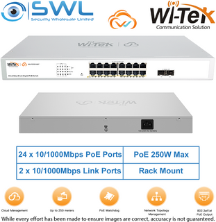 Wi-Tek WI-PCES318GF V2: 16x 1000Mbps PoE Ports + 2x 1000Mbps SFP, 250W, Cloud