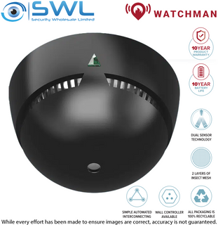 Watchman AJ-770SI4-BK: 10 Year Interconnected Smoke Alarm - Single Pack BLACK