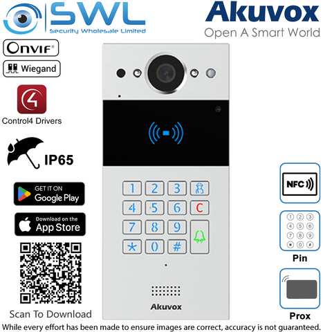 Akuvox R20K SIP Intercom with Keypad and RF Card Reader, Sliver