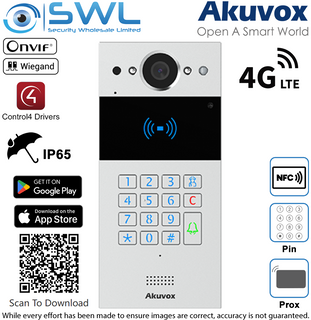 Akuvox R20K-L SIP Intercom, Keypad, RF card reader, LTE 4G Sliver