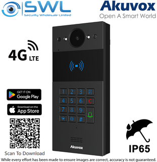 Akuvox R20K-L Slim SIP Intercom,Keypad, RF card reader, LTE 4G Black