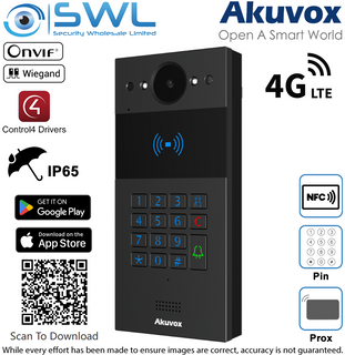 Akuvox R20K-L SIP Intercom, Keypad, RF Card Reader, LTE 4G Black