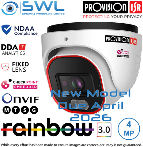 Provision-ISR DV-340SR3N-28: Rainbow 4MP Turret WDR IR20m IP67 2.8mm NDAA