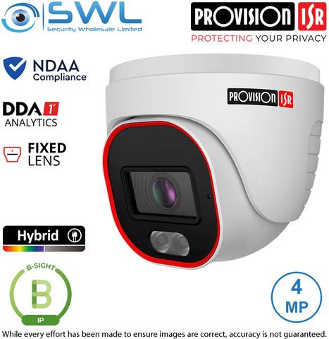 Provision-ISR DH-340IPBN-28 B-Sight: 4MP NDAA Turret WDR Hybrid 20m IP67 2.8mm