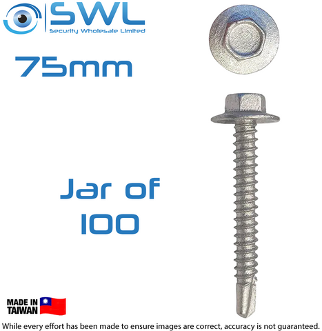 Screw 12G-14x75mm Hex W/F (FT) Steel Self Driller Class 4