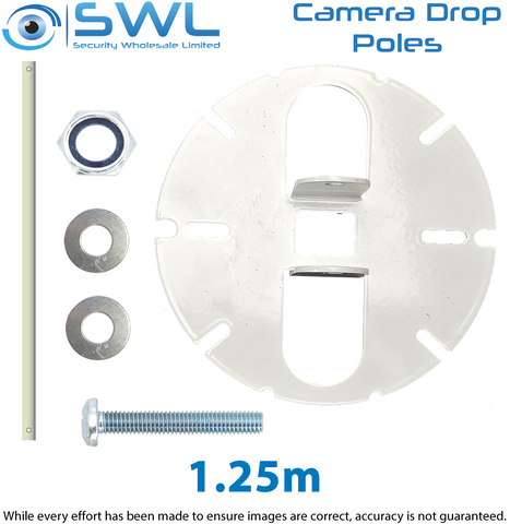 Dropper Pole Kit: 1.25m Camera Pole 28mm Diameter WHITE + Base CMBKT130-W