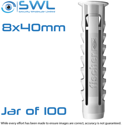 Wall Plug M8 X 40mm Nylon SX Collared, Jar of 100