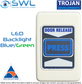 Trojan Press Rex Press To Exit Backlight Blue-Green 12VDC / 24VDC