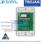 Trojan Press Rex Press To Exit Backlight Blue-Green 12VDC / 24VDC
