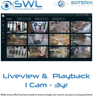 Soterix LIC-CH-3Y: Cloud Streaming License 1 Channel, 3Years, No Cloud Recording
