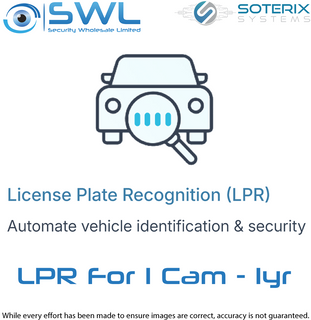 Soterix LIC&ndash;LPR-1Y: Cloud Streaming LPR License 1 Year, No Recording