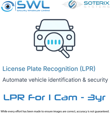 Soterix LIC&ndash;LPR-3Y: Cloud Streaming LPR License 3 Year, No Recording