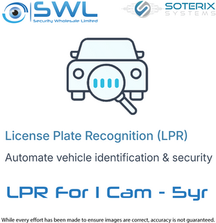 Soterix LIC&ndash;LPR-5Y: Cloud Streaming LPR License 5 Year, No Recording