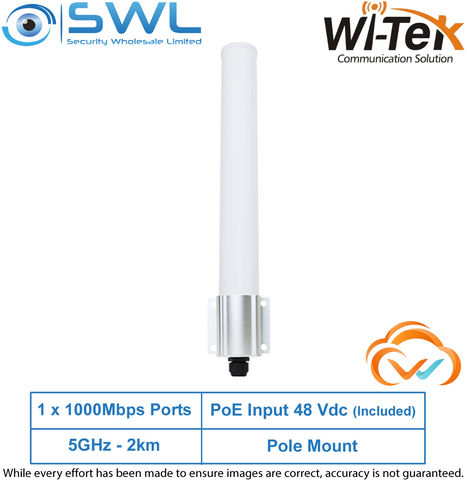 Wi-Tek WI-CPE821: 1x 1000Mbps, 5GHz, 2km, 48V PoE, 360&deg; Omnidirectional For CPE