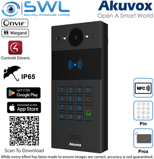 Akuvox R20K SIP Intercom with Keypad and RF Card Reader, Black
