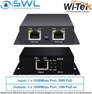 Wi-Tek WI-PE31G: PoE Long-Range PoE Extender 1 In 2 Out 90W Max IP68
