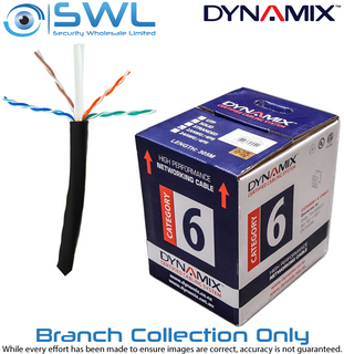 DYNAMIX 305m Cat 6 Black UTP SOLID Cable Roll, 250MHz, BRANCH COLLECT