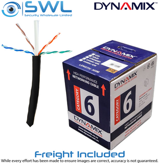 DYNAMIX 305m Cat 6 Black UTP SOLID Cable Roll, 250MHz, FREIGHT INCLUDED