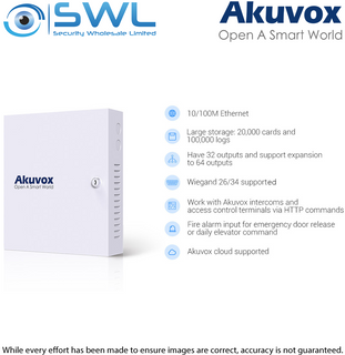 Akuvox EC33: PoE IP Lift Controller, 32 x Outputs (expanable to 64), 20,000 card