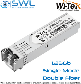 Wi-Tek WI-SFP20-20KM: 20Km 1.25Gb Single Mode Double Fiber Transceiver SFP, Each