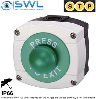STP Surface Plastic Weatherproof Exit Button IP66 DPDT - Green Mushroom