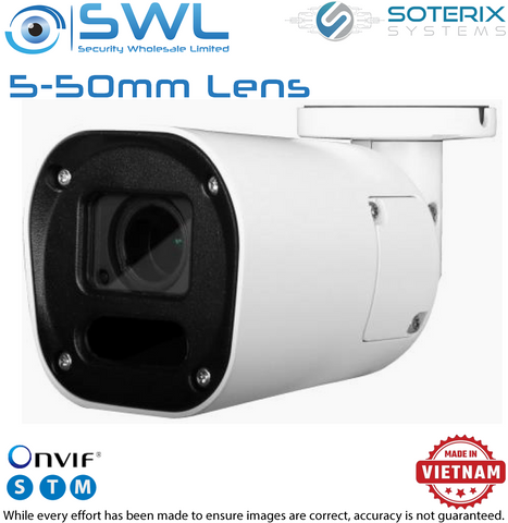 Soterix BC-5M-1 5Mp Bullet, WDR. IR 40m, IP67, IK10 PoE, 5-50mm Lens ONVIF
