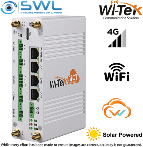 Wi-Tek WI-IOT110 V2: Industrial Cloud Controller, 4G, WiFi, 3 x PoE Out, 1 x