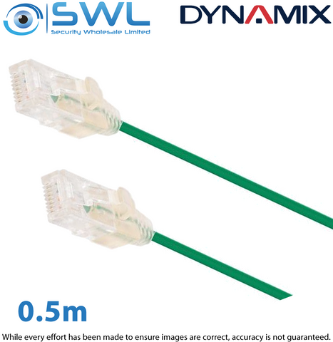 0.5m Cat6A 10G Green UTP LSZH Patch Lead 30AWG 802.3af Ultra-Slim