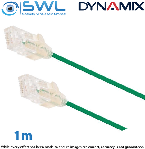 1m Cat6A 10G Green UTP LSZH Patch Lead 30AWG 802.3af Ultra-Slim