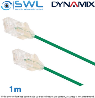 1m Cat6A 10G Green UTP LSZH Patch Lead 30AWG 802.3af Ultra-Slim