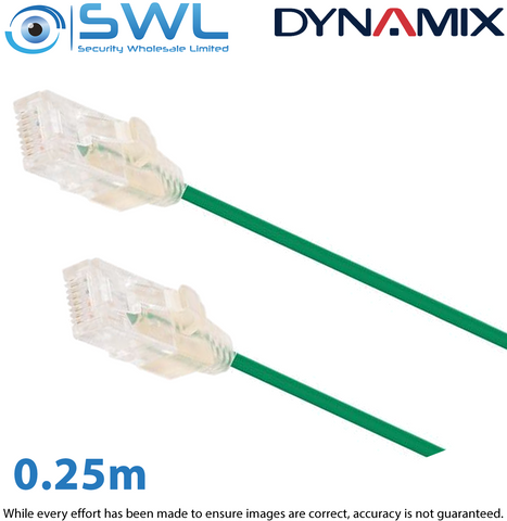 0.25m Cat6A 10G Green UTP LSZH Patch Lead 30AWG 802.3af Ultra-Slim