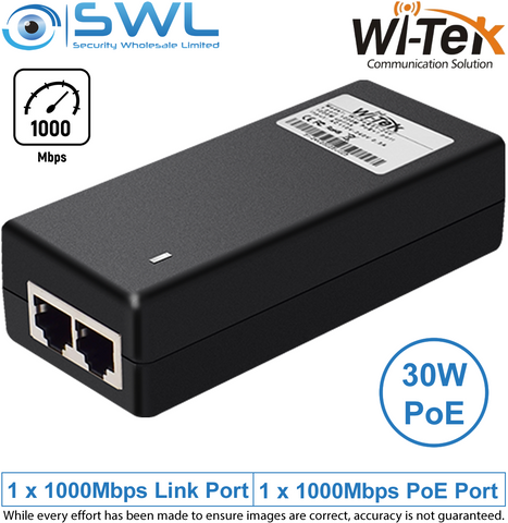 Wi-Tek WI-POE51-48V V2 PoE Injector, 30W, 1000Mbps
