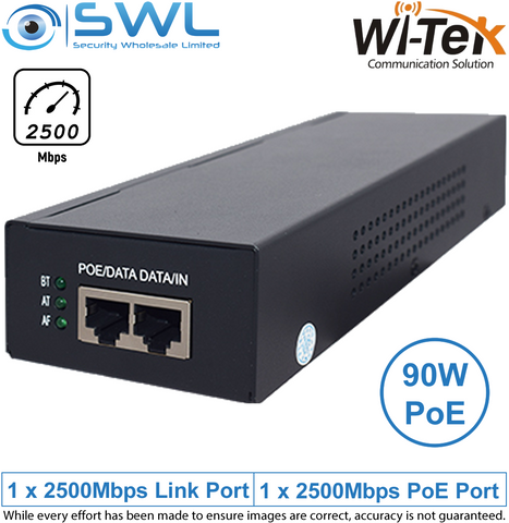 Wi-Tek WI-POE58-BT V2 PoE Injector, 90W, 2500Mbps