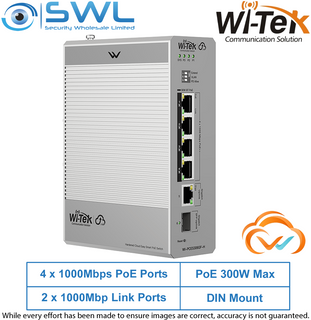 Wi-Tek WI-PCES306GF-H:4x 1Gbps PoE Ports + 1x RJ45 + 1 SFP 1Gbps  Hardened Cloud