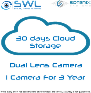 Soterix CDL30CS-3Y: Add 30 Days Cloud Storage  Lic 3 Year Dual Lens Camea