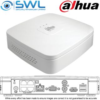 Dahua NVR4104-P-4KS2/L: 4CH, 4x PoE Smart Box PRO, 1x HDD. HDD Not Included