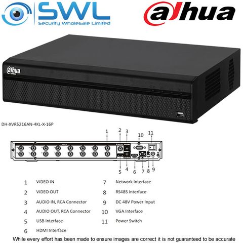 Dahua XVR5216AN-4KL-X: 16CH 4K Pentabrid. HDCVI/ IP. No Hard Drives Included