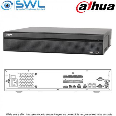 Dahua NVR 608-32-4KS2: 32ch, No PoE. 2x NIC, 8x HDD. No Hard Drives Included.